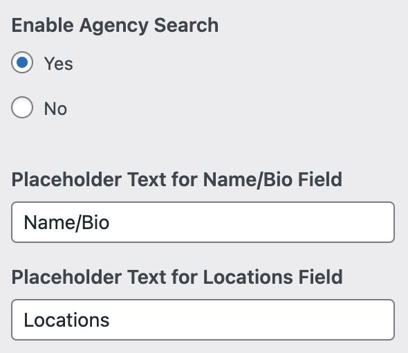 Agents Listing Settings