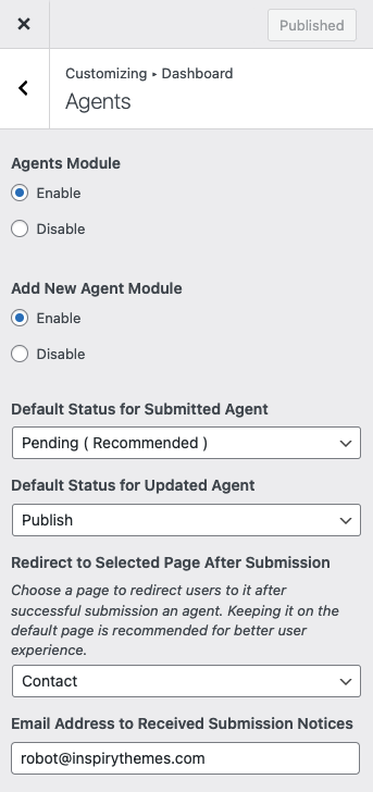 Submit Property Settings