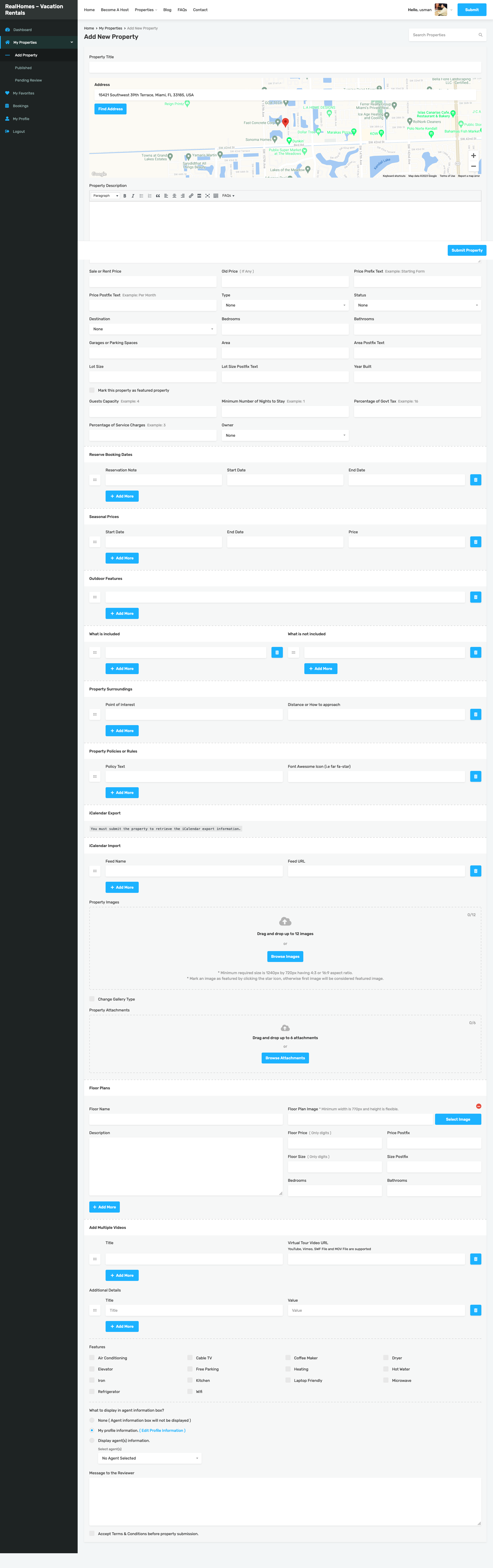 Submit Property Settings