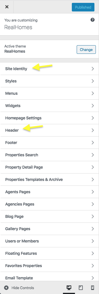 Configure Header Settings