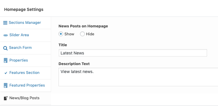 News Posts Settings
