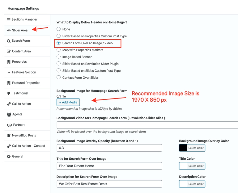 Search Form Over Image on Homepage