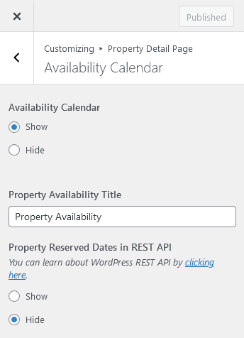 Availability Calendar - Vacations Rentals
