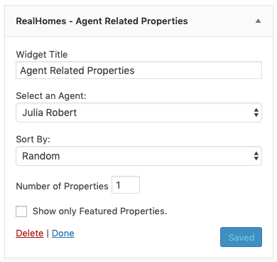 RealHomes Agent Related Properties Widget Settings